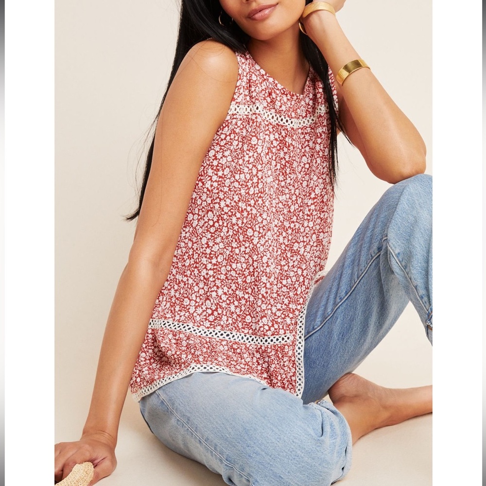 Anthropologie Maeve Quinn Lace Peplum Top